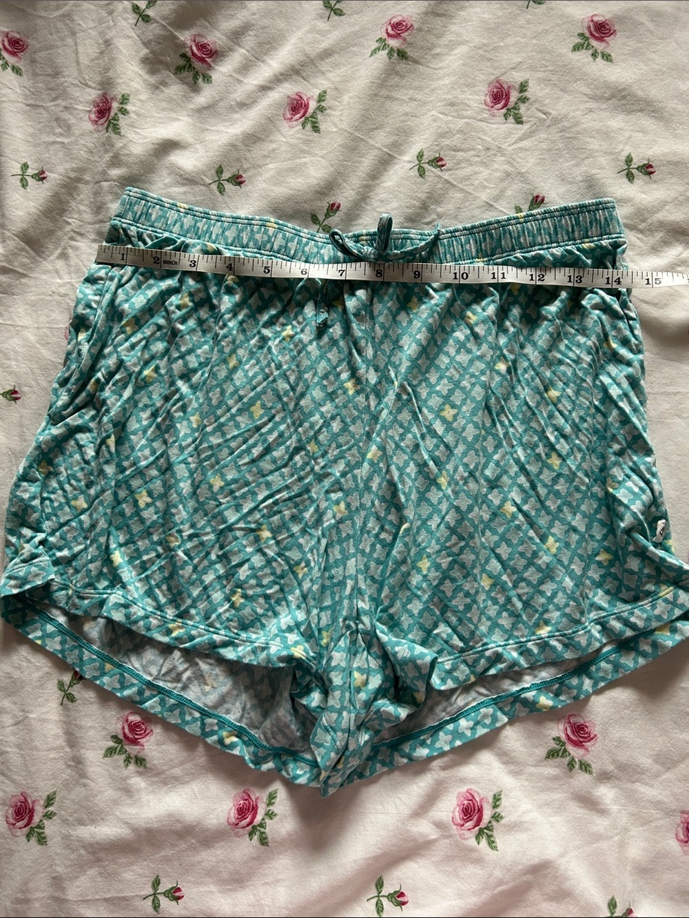 Women's Teal Patterned Sleep Shorts - Comfortable Lounge Shorts